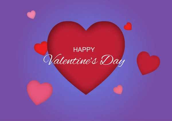 Glücklicher Valentinstag Grußkarte Design Herzform Auf Lila Hintergrund — Stockvektor