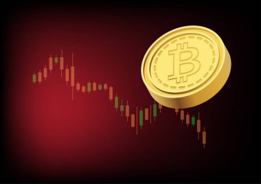 Kripto para piyasası çöküşü. Bitcoin fiyatlarının düştüğünü gösteren grafik. Vektör illüstrasyonu.