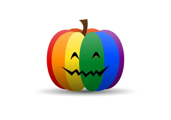 Feliz Halloween Diseño Calabaza Arco Iris Lgbt Sobre Fondo Blanco — Vector de stock