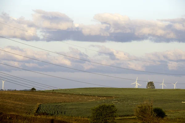 Větrné turbíny na iowa farmu — Stock fotografie