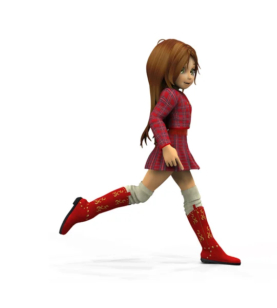 School girl running — Stock Photo, Image