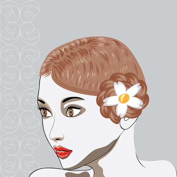 Hermoso retrato morena — Vector de stock