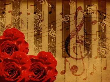 müzik gül ve piyano arka plan