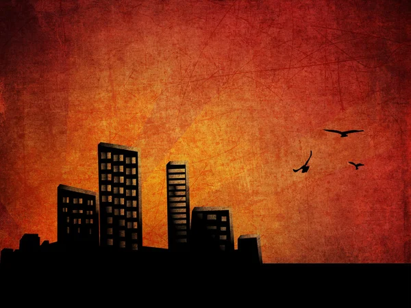 Sunset city grunge background — Stock Photo, Image