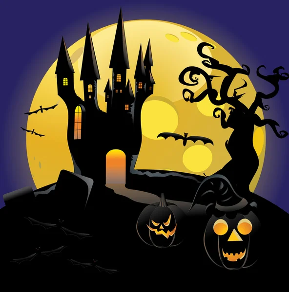 Strašidelný halloween hrad — Stockový vektor