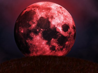 Red moon rises