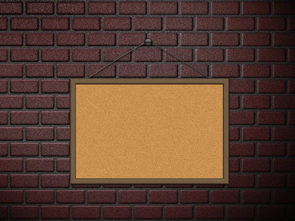 Cork board on brick wall — Stock Photo, Image