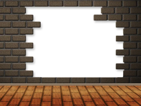 Interiör med trasiga vägg — Stockfoto