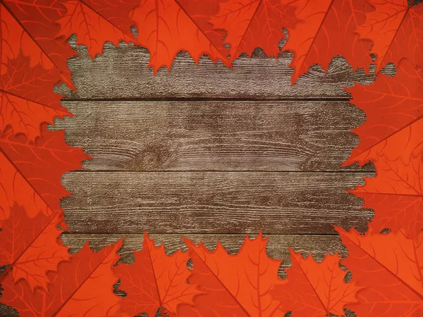 Leaves over wooden background — Stock Photo, Image