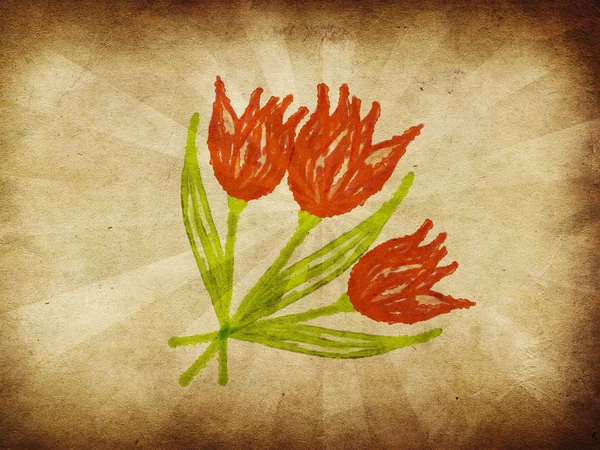 Tulips on vintage paper — Stock Photo, Image