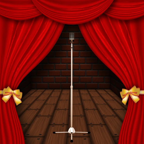 Stage with red curtains — Stock Photo, Image