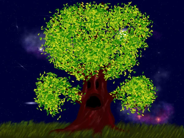 Läskiga träd med blad — Stockfoto
