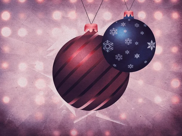 Zwei Weihnachtskugeln auf Grunge-Hintergrund — Stockfoto