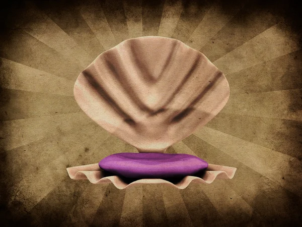 Open seashell on grunge background — Stock Photo, Image