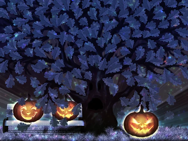 Halloween notte di quercia — Foto Stock