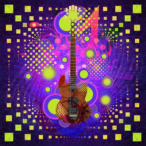 Fundo musical com guitarra — Fotografia de Stock