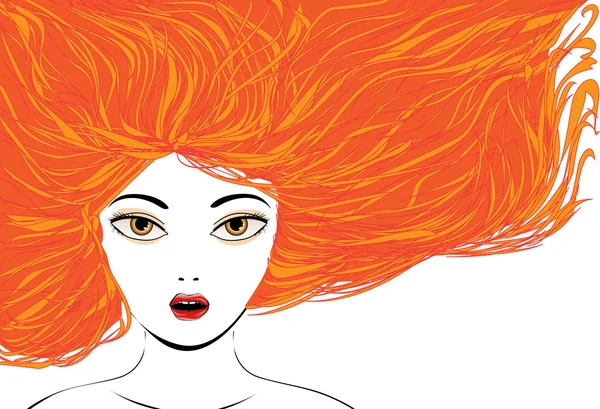Attraktives Mädchen mit roten Haaren — Stockvektor