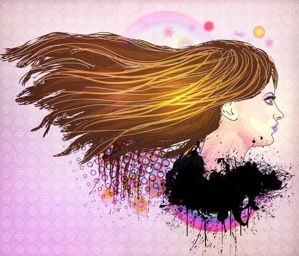 Brunette girl illustration — Stock Photo, Image