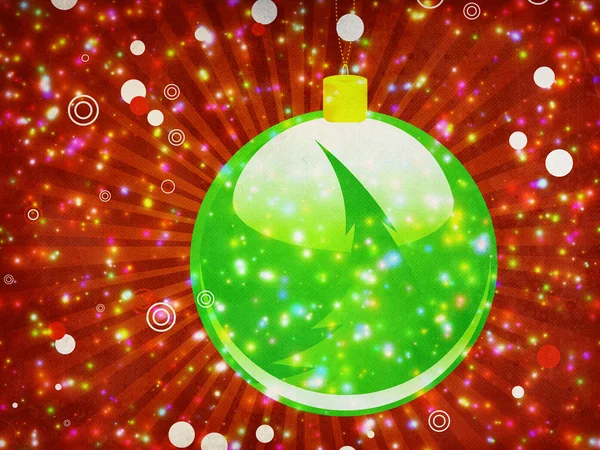 Grüne Weihnachtskugel auf glitzerndem Hintergrund — Stockfoto