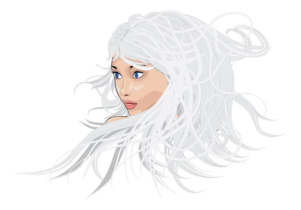 Beyaz saçlı kız — Stok Vektör