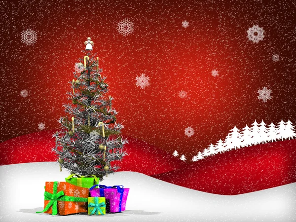 Снежный рождественский фон — стоковое фото
