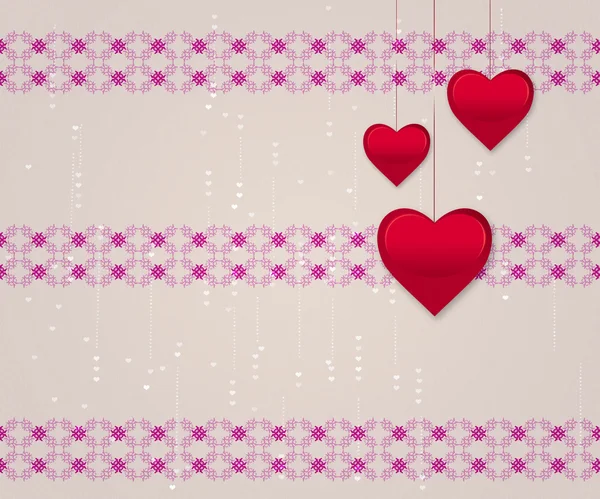 Hearts on pattern background — Stock Photo, Image