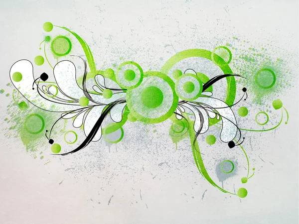 Grunge gröna prydnad med blommiga — Stockfoto