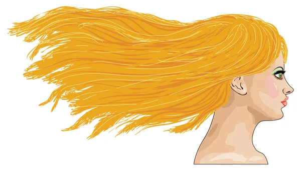 Sido-porträtt av blond flicka — Stock vektor