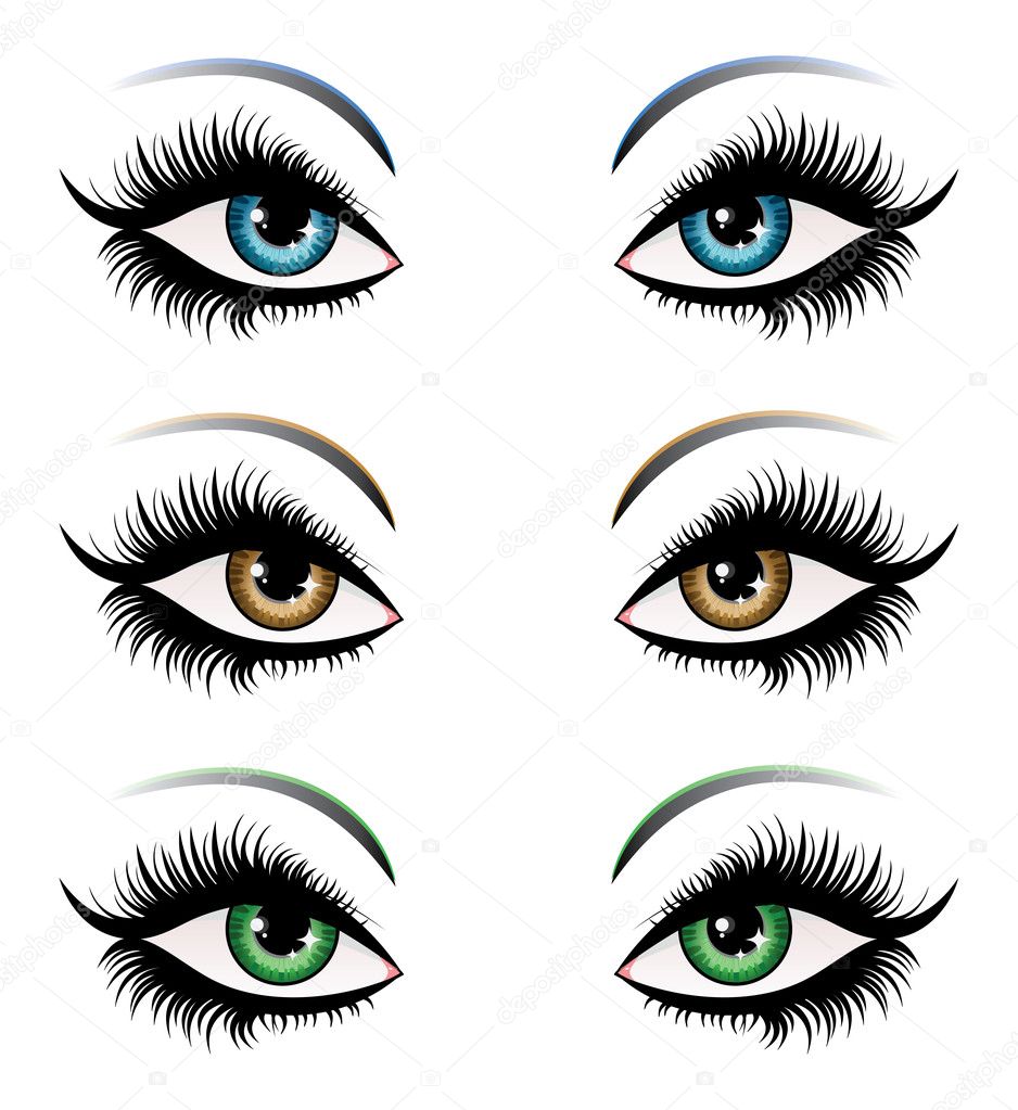Woman eyes in different color