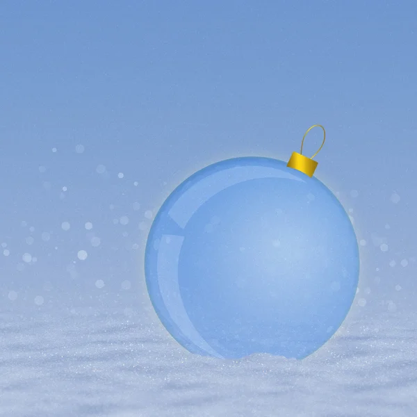 Modrý míč na sněhu — Stock fotografie