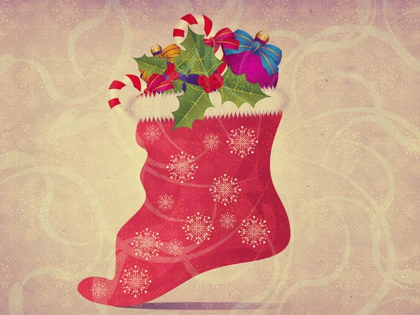 Vintage Christmas sock background — Stock Photo, Image