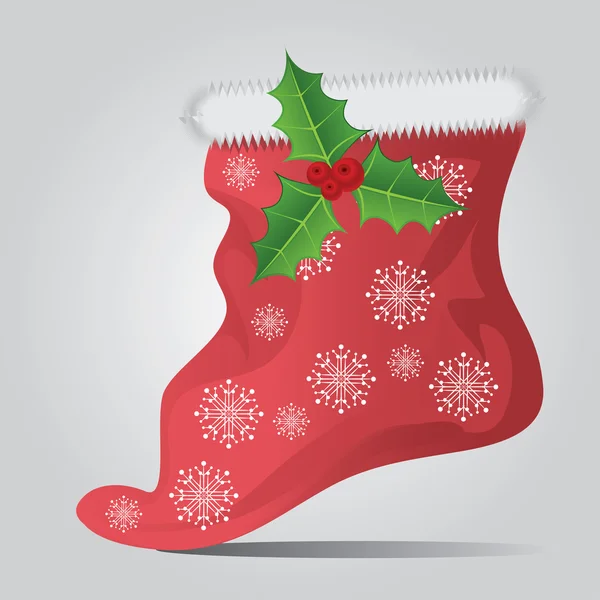 Рождественский носок на сером фоне — стоковый вектор