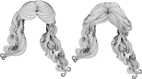 Curly hair style in black and white — Stock Vector