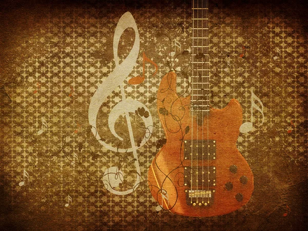 Música vintage guitarra fundo — Fotografia de Stock