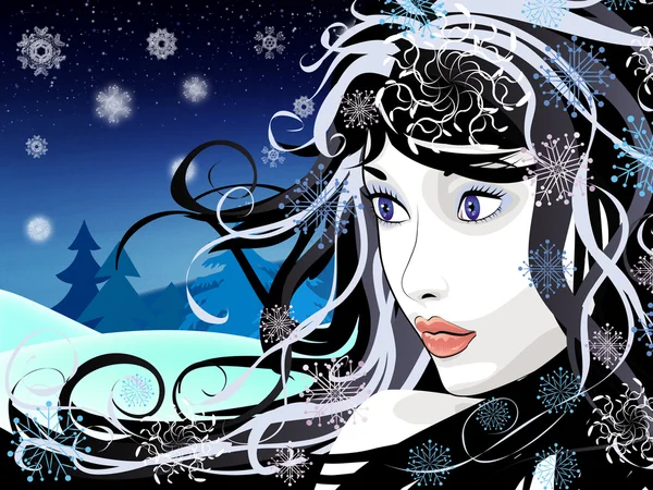 Winter girl background — Stock Photo, Image
