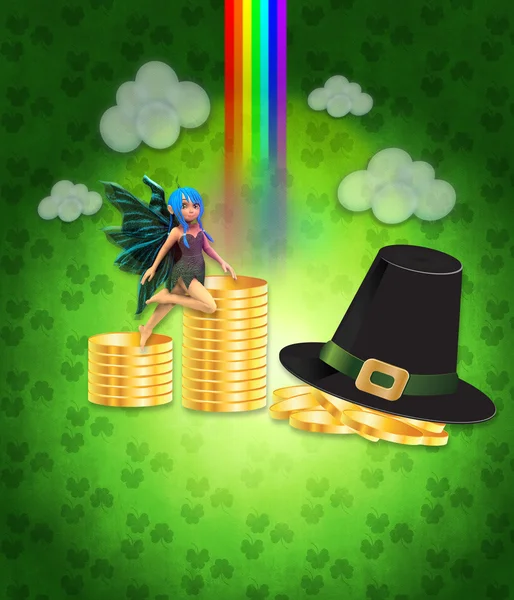 St Patricks day design with fairy — Stock Photo, Image
