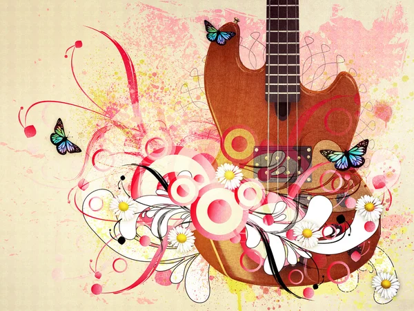 Guitarra floral — Fotografia de Stock