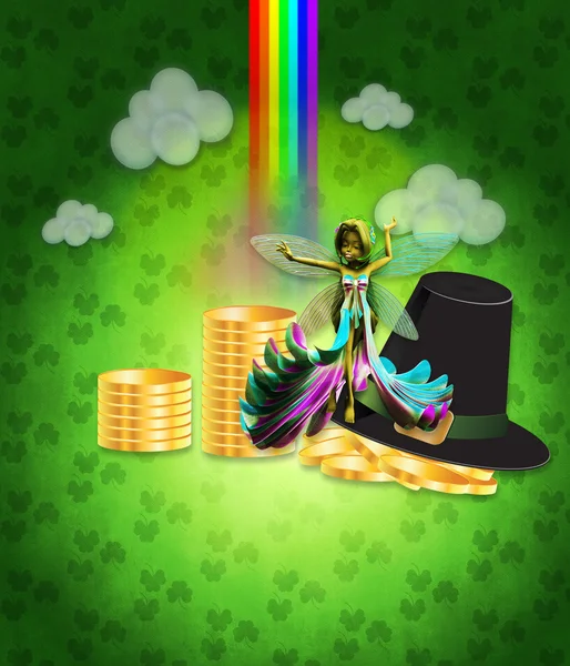 St Patricks day design with fairy — Stock Photo, Image