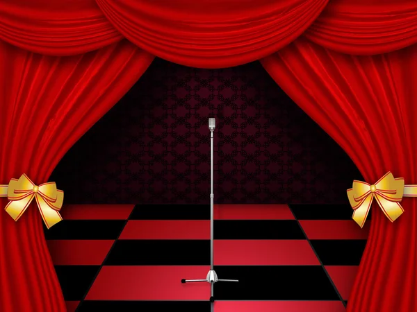 Stage with checkered floor — Stock Photo, Image