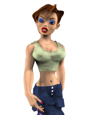 çizgi film 3d kız