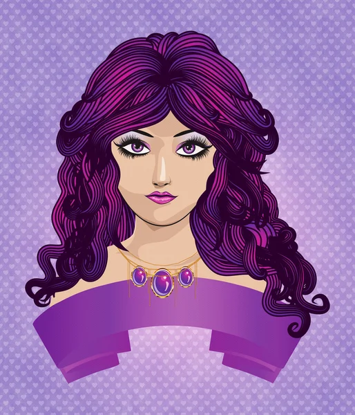 長い紫色の髪の少女 — ストック写真