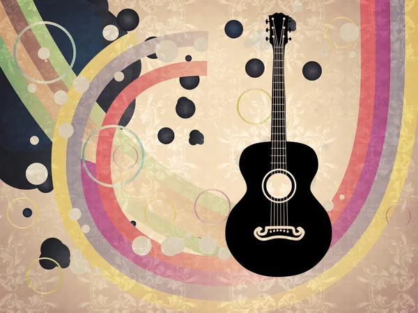 Grunge arka plan ile akustik gitar — Stockfoto