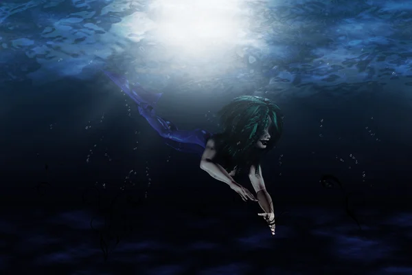 Beautiful mermaid swimming — Stock Photo, Image