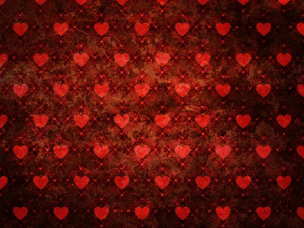 Grunge rotes Muster mit Herzen — Stockfoto