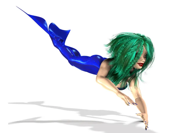 緑色の髪の人魚 — ストック写真