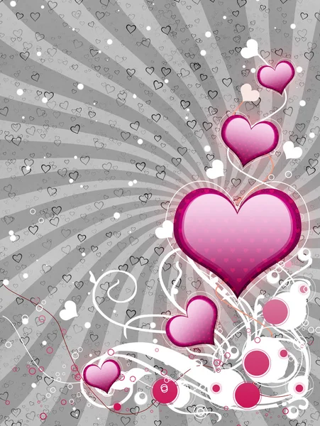 Rózsaszín szívekkel szürke háttér — Stock Fotó
