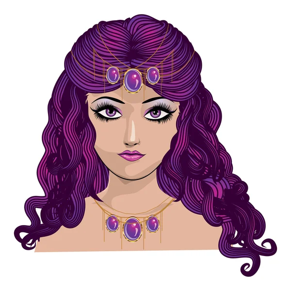 Fille aux cheveux violets — Image vectorielle