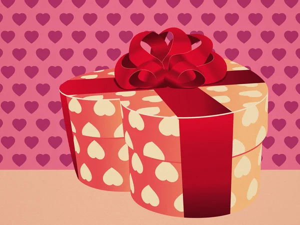 Szív alakú rózsaszín ajándék doboz — Stock Fotó