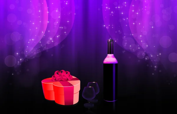 Wine bottle and gift box — Stock Photo, Image