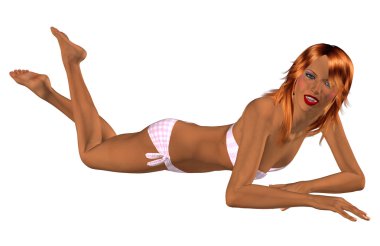 Kızıl saçlı kadın bikini